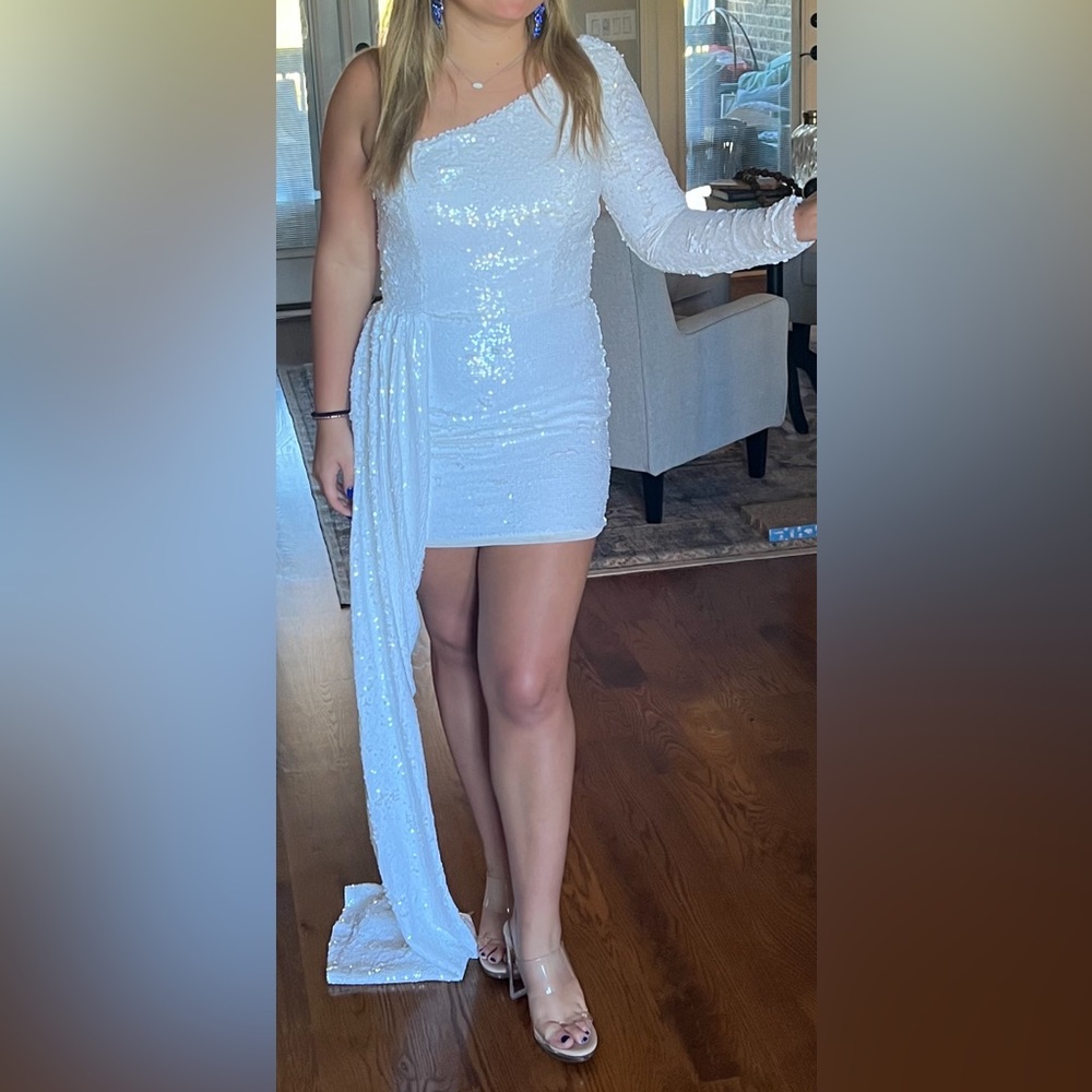 Formal one sleeve white dress